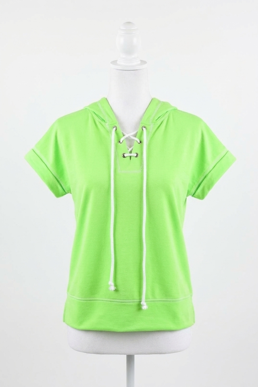 NEW SEW IN LOVE neon short sleeve hoodie in lime